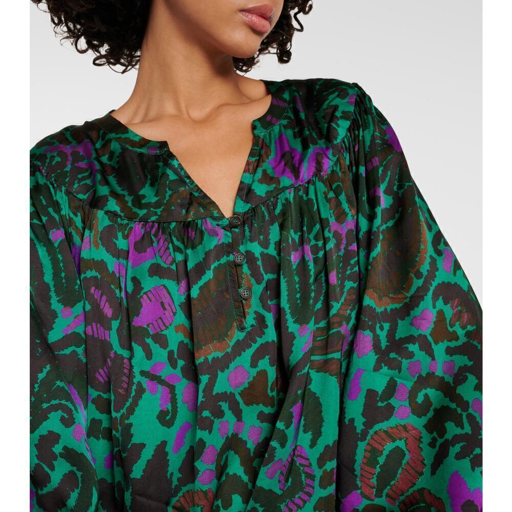 Velvet Graham Spencer Reeve Peasant Blouse Green Floral Small - Picture 7 of 16
